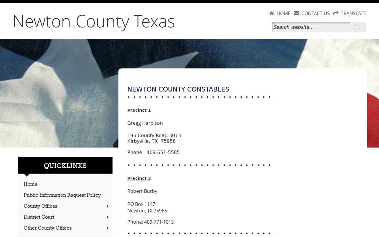 Newton County arrest warrants: constable precinct contact directory