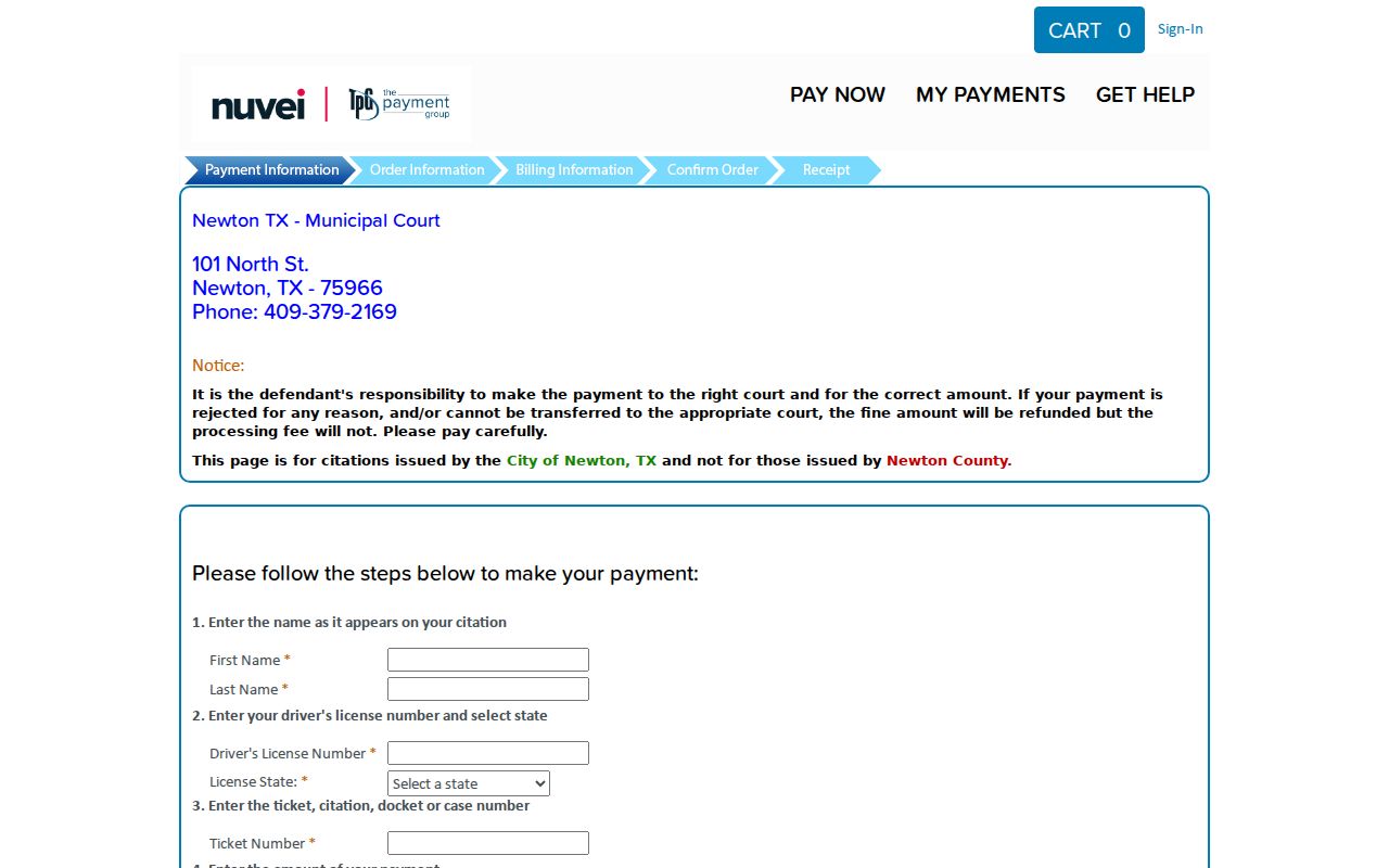 Newton city and Newton County warrant records: municipal citation payment fields